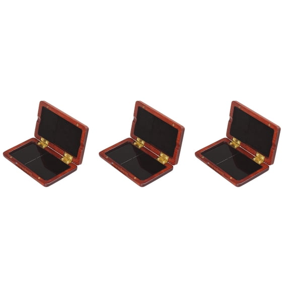 NUOLUX Saxophone Clarinet Reed Case 3Pcs Dark Red Walnut Ergonomic Magnetic Closure Storage