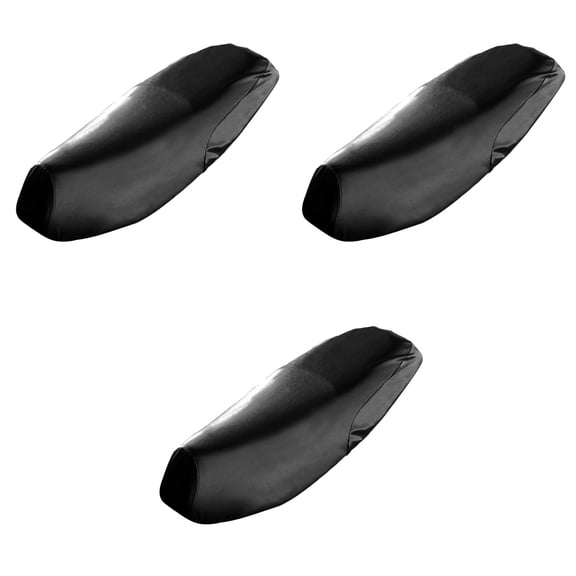 OUNONA 3pcs Waterproof Cycling Motorcycle Electric Leather Pad Comfortable Seat Saddle Cover Cushion - Size: L (Black)