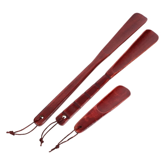 TABLETREANDS Non Slip Shoe Horn Wooden Brown For Seniors 3Pcs 15.7X1.6X0.6In