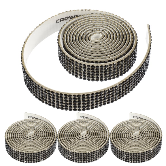 OUNONA 4-Pack Decorative Waist Charm Rhinestone Applique Iron-On Patch for Bridal Dress Belt Embellishment