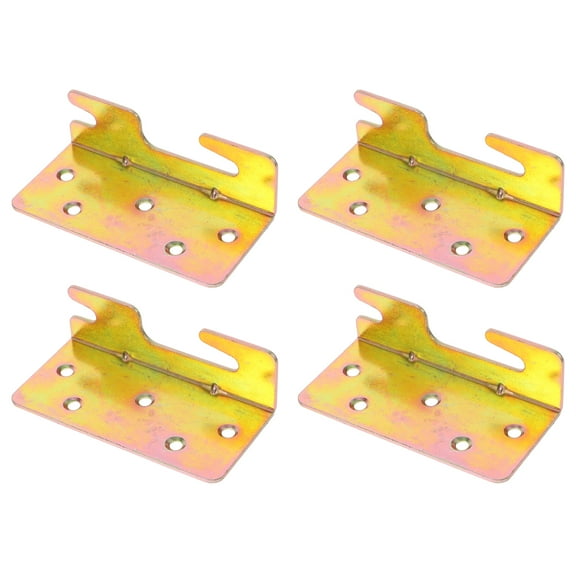 OUNONA 4-Pack Heavy Duty Bed Rail Brackets Universal Bed Frame Hinge Connectors Iron Bed Hooks for Wooden Frames Hardware