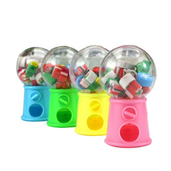 OUNONA 4-Pack Mini Cartoon Pencil Erasers, Rubber Eraser Set with Christmas Tree and Heart Shapes, Student Stationery, Assorted Colors