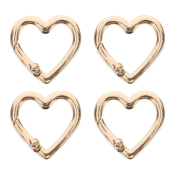 OUNONA 4-Pack Mini Heart Carabiner Clips 0.98x0.98 Zinc Alloy Snap Hook Keychain for Backpack Purse Keys