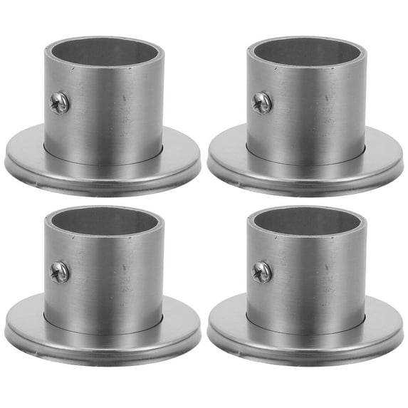 OUNONA 4-Pack Round Flanges Shower Curtain Rod Brackets Stainless Steel Holders for Curtain Rods