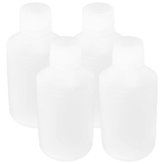 OUNONA 4-Pack Round Plastic Bottles for Liquid Storage, Sealing Jars, Lab Sample Containers, Plastic Storage Bottles