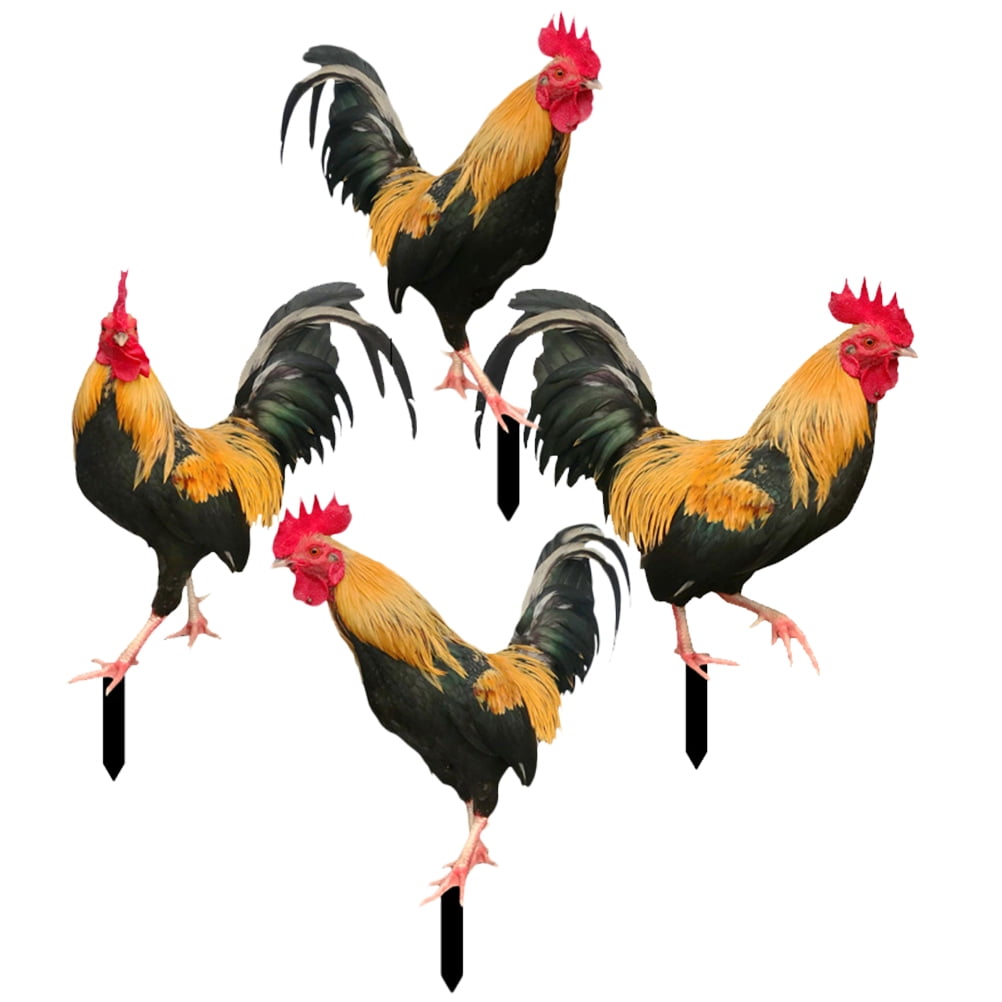 OUNONA 4 Pcs Animal Garden Sign Decorative Inserts Rooster Stake ...