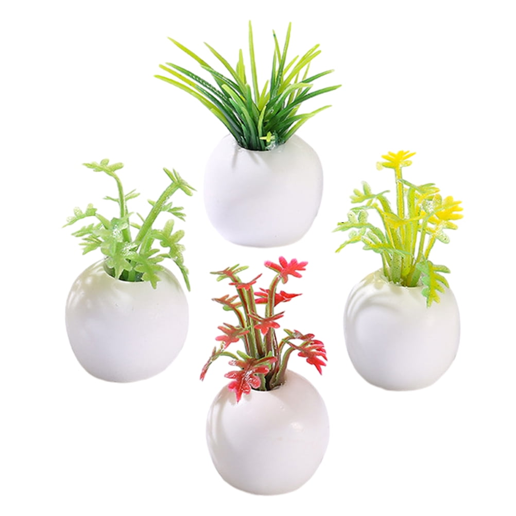 OUNONA  4 Pcs Artificial Plants Solar Powered Light Balls Potted