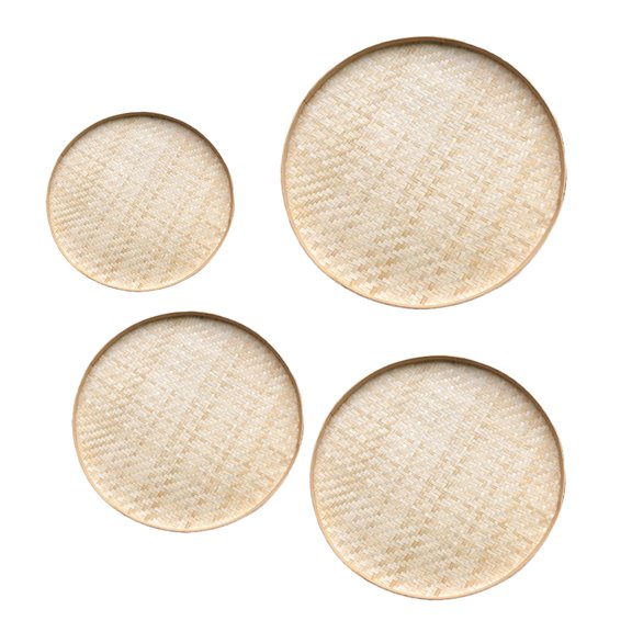 NUOLUX 4Pcs Bamboo Woven Basket Tray Fruit Serving Bread Vegetable Storage Basket Brown