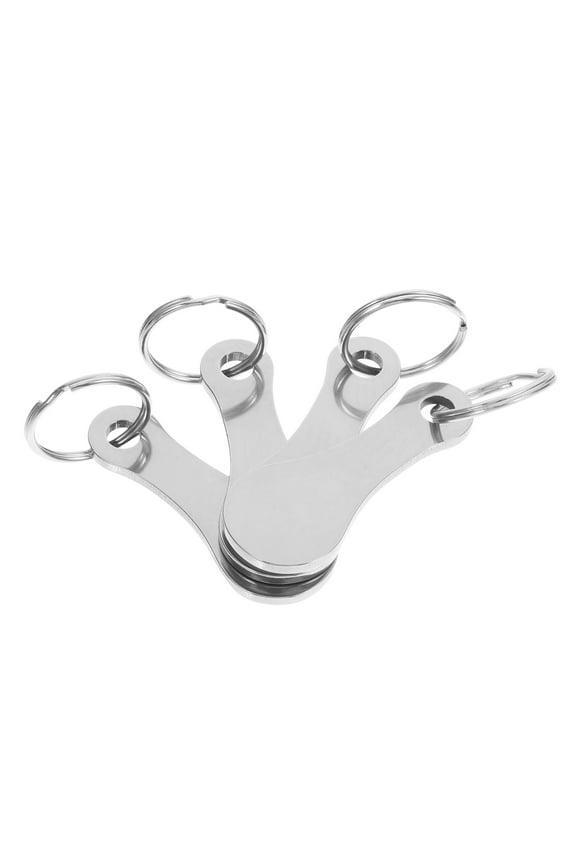 4 Pcs Cart Key Holder Children's Plush Toys Small Quarter Keychain Shopping Silver