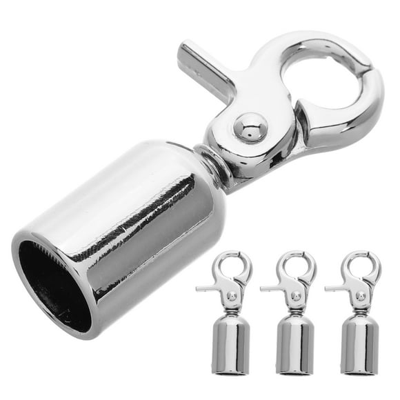 OUNONA 4 Pcs Cord End Hooks Rope Caps Removable Hang Closure Silver