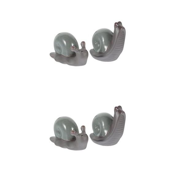OUNONA 4 Pcs Creative Ceramics Snail-shaped Adornment Decorative Tea Pet Model