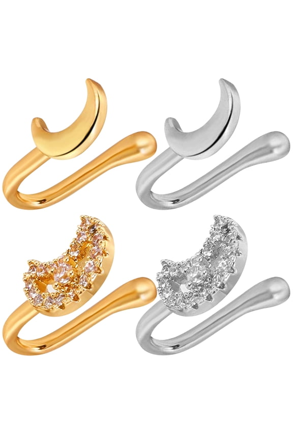 4 Pcs Cute Nose Rings Non Piercing Alloy Clip On Nose Cuffs for Wedding