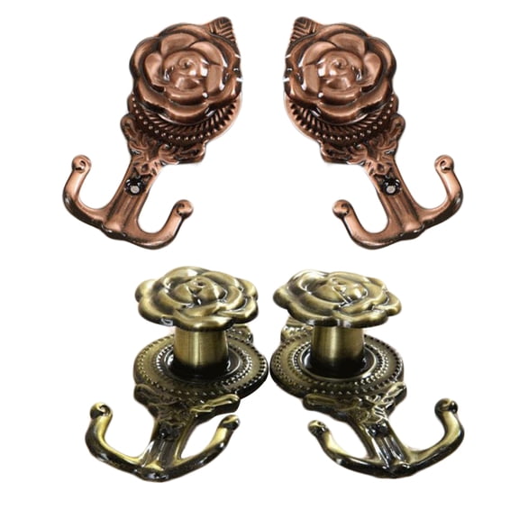 OUNONA  4 Pcs Decorative Picture Hooks Drapery European Style Rose Shaped