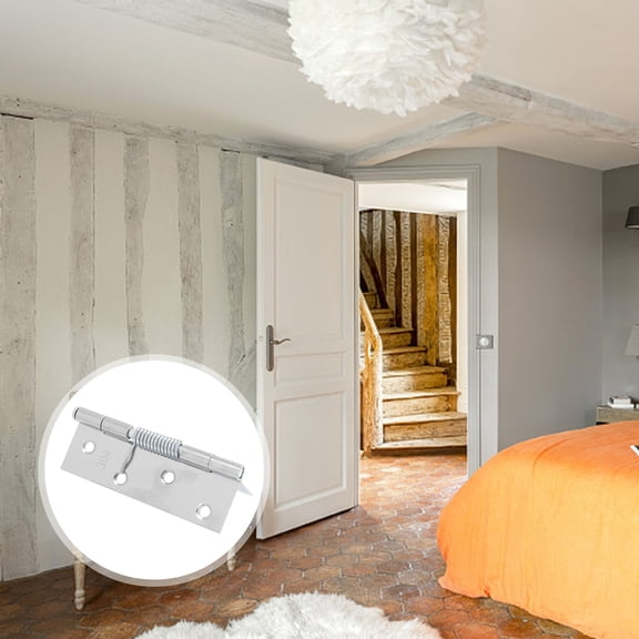 OUNONA 4 Pcs Door Supply Self-Closing Hinge Steel Automatic Silver