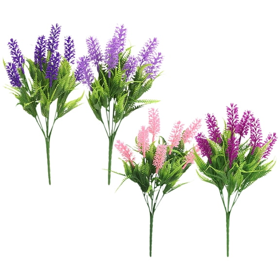 DRAFIDEEP Artificial Lavender Flowers Pink 4Pcs 12.6x5.9In