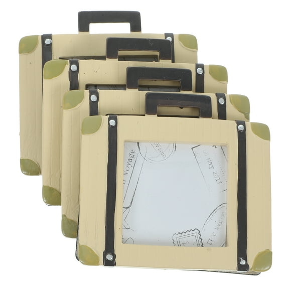 OUNONA  4 Pcs Family Picture Frame Vintage Luggage Frames Travel Cubes