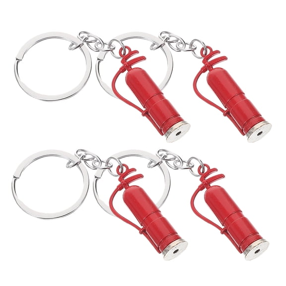 IFANLANDOR Cylindrical Extinguisher Keychain Red Color Firefighters 4Pcs 3.5X1.2X0.4In