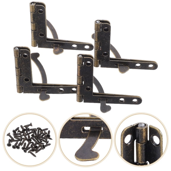 OUNONA  4 Pcs Folding Door Hardware Accessories Flap Top Hinge Brown