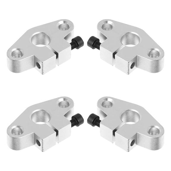 OUNONA  4 Pcs Guide Shaft Support Supports Bearing Linear Motion Clamping Silver