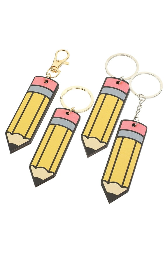 Wood Pencil Keychain for Crafts and Decoration Yellow Color Easy to Attach to Bags and Keys