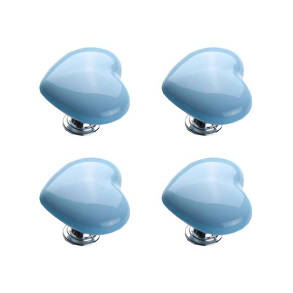 OUNONA  4 Pcs Love Ceramic Handle Cabinet Knobs Door Doorknob Kitchen Office Blue
