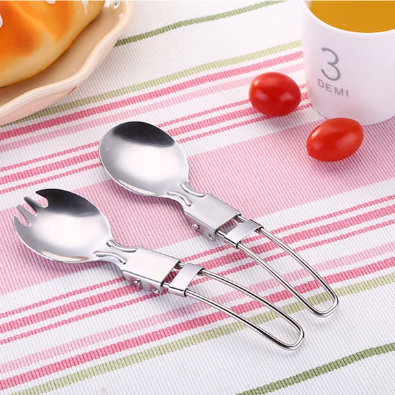 OUNONA 4 Pcs Lunch Folding Spoon Tableware Travel Spoon Travel Baby 14.8X3.9CM Silver