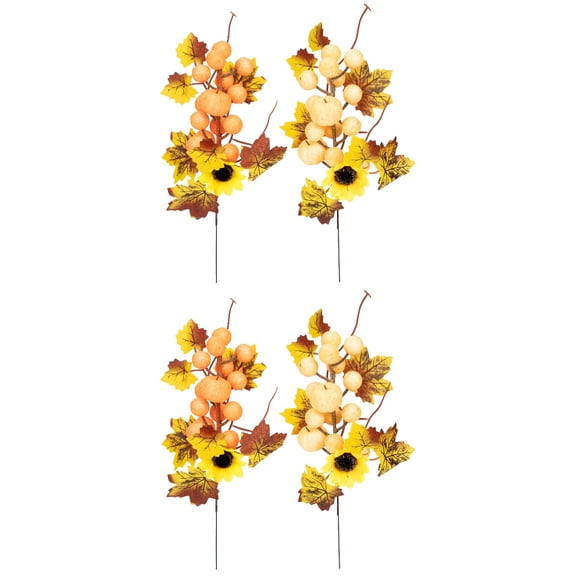 OUNONA 4 Pcs Maple Leaf Autumn Leaves Stems Artificial Leaves Branch Fake Picks for Art Scrapbookin Autumn Leaf Wedding Party Thanksgiving Decor