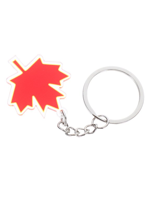4 Pcs Maple Leaf Keychain Decoration in Red Acrylic Zinc Alloy