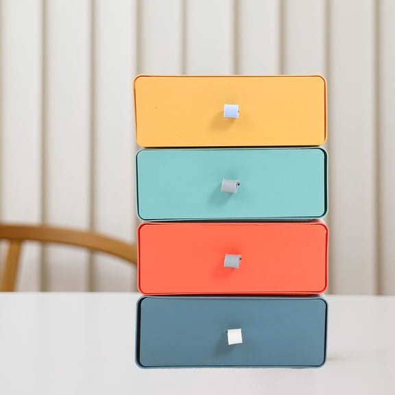 OUNONA  4 Pcs Organizer Storage Bins with Drawers Box Desktop Office