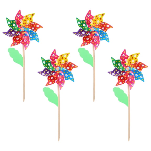 OUNONA 4Pcs ABS Children Windmill Toy for Outdoor Play Great Gift for Kids Size 4.5x4.5 inches