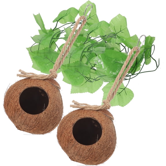 OUNONA 4 Pcs Parrot Nest Gecko Lizard Coconut Nest Small Pet Hanging Nest 17x13cm