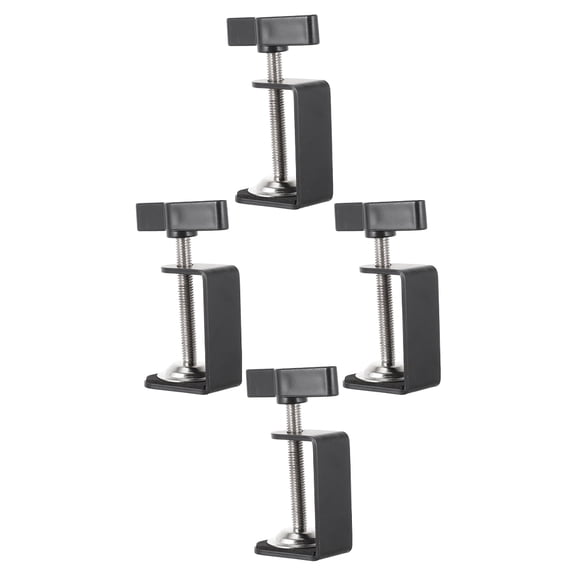 OUNONA 4Pcs Black Metal Table Mount Clamps with 360 Degree Rotation for Home Desk Use