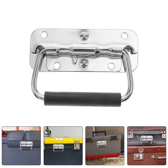 OUNONA 4 Pcs Replaceable Tool Case Handles for Luggage Foldable Stainless Steel Handles Replaceable Case Carrying Handle Multi-use Tool Case Handle