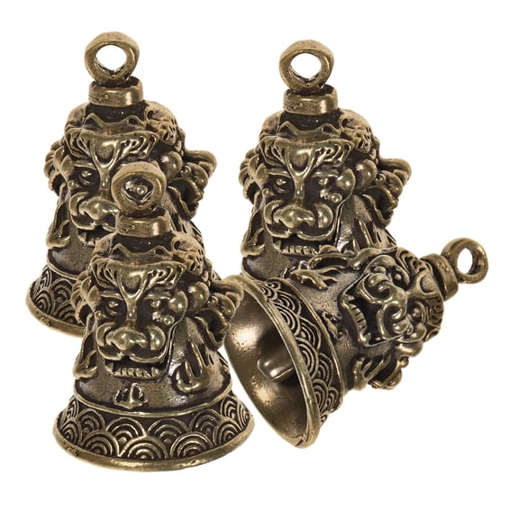 OUNONA  4 Pcs Round Wind Bell Hand Vintage Brass Men Women Elderly