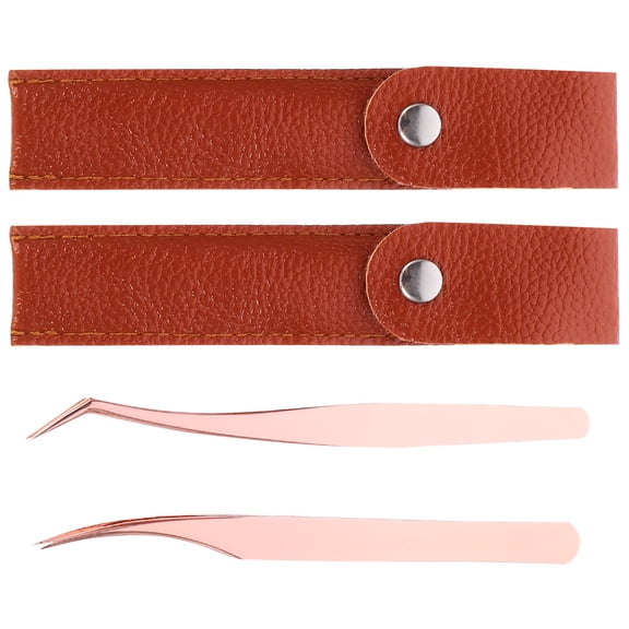 OUNONA  4 Pcs Sharp Tweezers for Eyebrows Lash Extension Supplies Golden