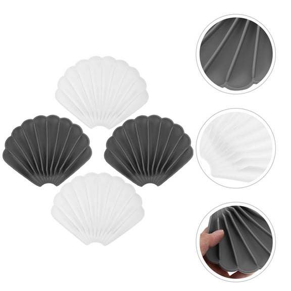 OUNONA  4 Pcs Shell Soap Dish Self Draining Holder Bathroom Sponge Seashells