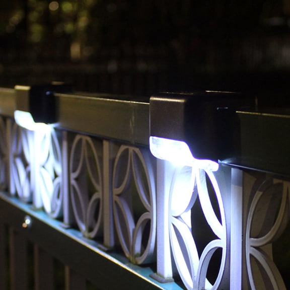 OUNONA 4 Pcs Solar Garden Lights Solar Fence Light Outdoor LED Lamp 8X4.5CM Black