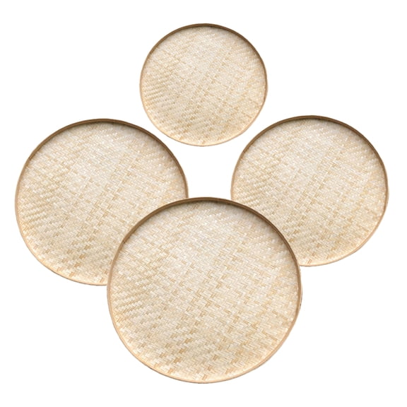 DRAFIDEEP Bamboo Weaving Basket Brown 4Pcs 18In