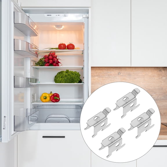 OUNONA  4 Pcs Stainless Steel Freezer Clamp Fridge Shelf Brackets Support Silver