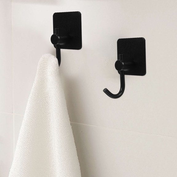 NIYANGLE Removable Wall Hook Hooks 304 Stainless Steel Waterproof Black 4pcs