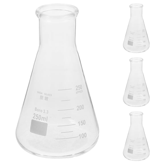 OUNONA  4 Pcs Thickened Glass Conical Bottle Chemistry Jar Flask Baby Bride