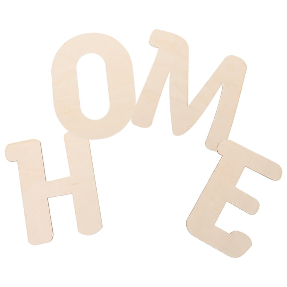 OUNONA 4 Pcs Wooden Letters Round Craft Sticks Lolly Board Labels for Jars Child Beige