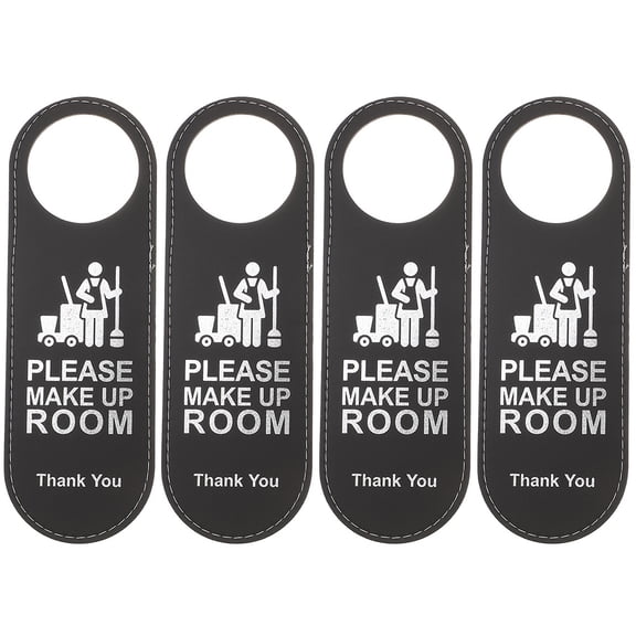 OUNONA 4Pcs Double Side Black Door Hanger Sign Do Not Disturb Make Up Room