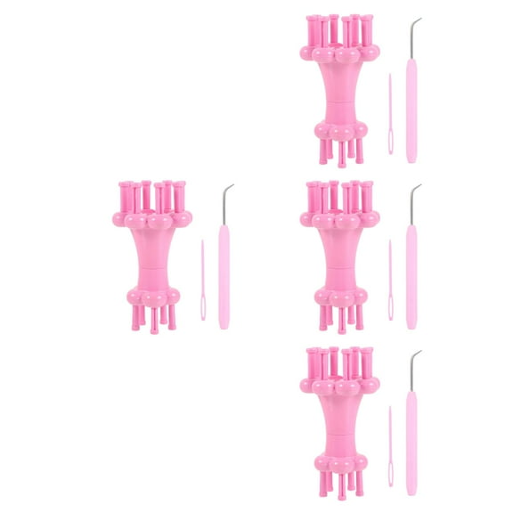 OUNONA 4 Sets   Knit Spool Loom Set Double Knitting Rope Maker Knit DIY Craft Knitting Tools for DIY Craft