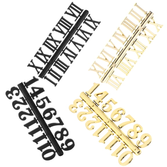 OUNONA DIY Clock Number Plates with Roman and Numerals for Wall Decor Accessories 4 Sets Assorted