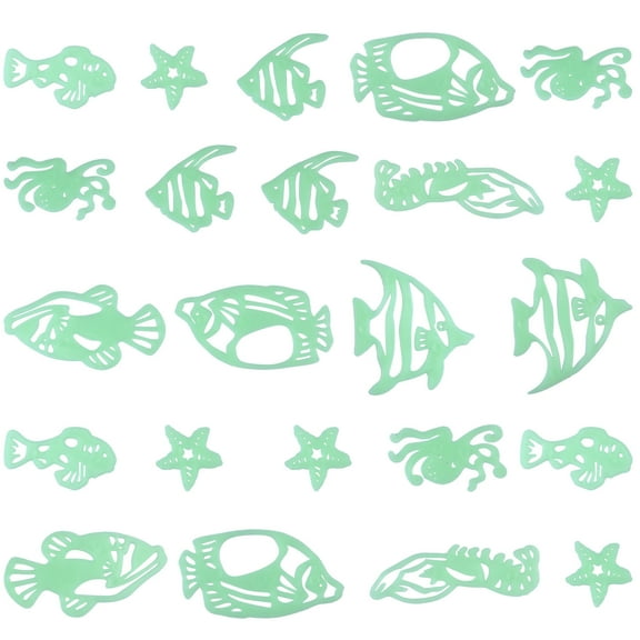 OUNONA 4Sets Lighting Wall Stickers Green Tropical Fish for Home Wall and Event Decoration