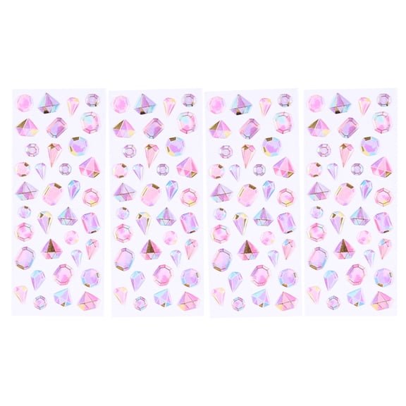 OUNONA 4 Sheets Crystal Epoxy Stickers for Mobile Phone Case Decoration, Diary, Album, Scrapbooking and Crafts