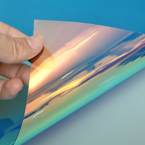 OUNONA  4 Sheets DIY Luggage Clothing Fabric Transparent Rainbow Film Bags and Hairpin