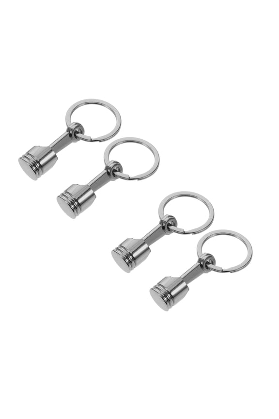 4 pcs Heavy Duty Engine Piston Keychain Set Durable Metal Key Ring Auto Part Key Holder for Women Men Car Enthusiasts