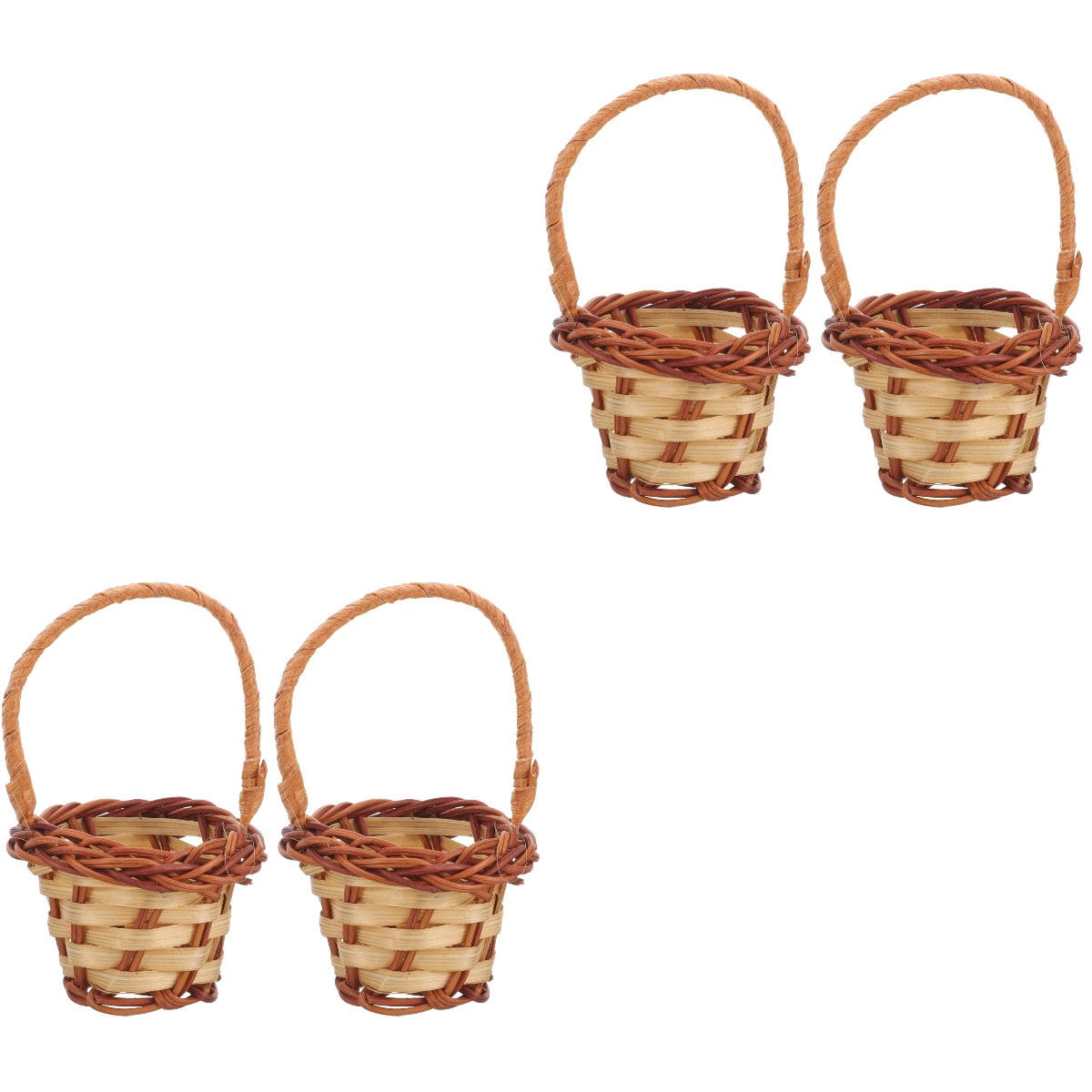 Mini Buskets OUNONA 4 pcs Mini Hand Woven Basket Rattan Woven Basket Miniature ...